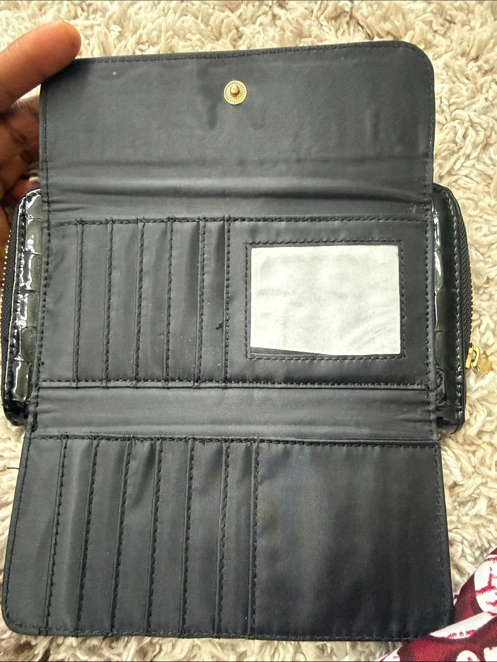 Vintage Patent Zip Around Wallet